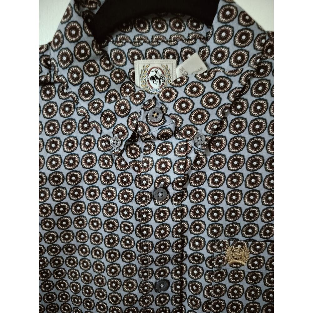 M1244)Cinch Youth Boy Western Circle Print Button Down Long Sleeve Shirt M (10) - Picture 6 of 9